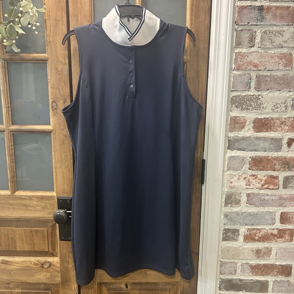 Tommy Bahama Navy Sleeveless Polo Mini Dress with White Contrast Collar